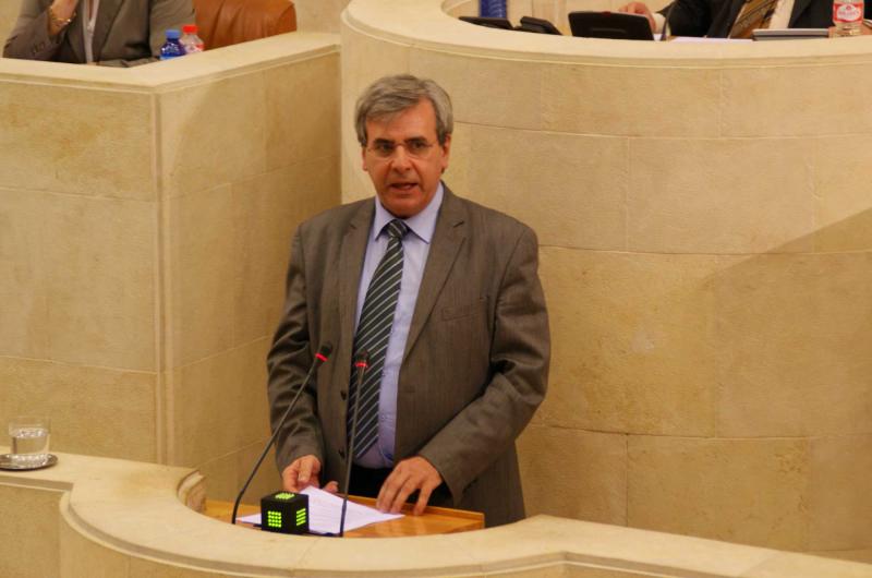 El portavoz regionalista, Rafael de la Sierra, durante su intervenci?n ante el Pleno del Parlamento
