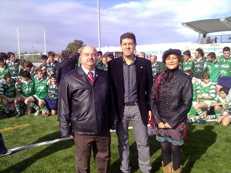 Los concejales regionalistas durante la inauguraci?n del nuevo campo de futbol