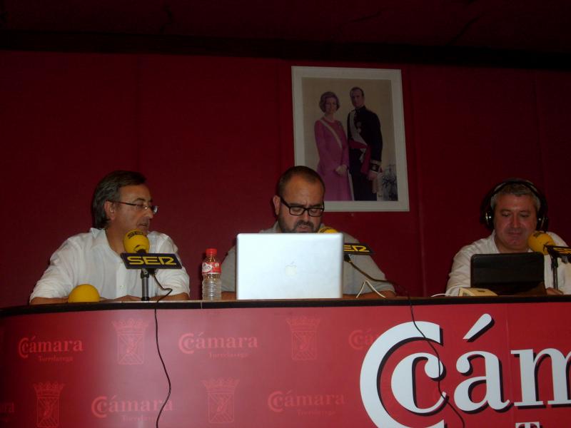 Pedro G. Carmona en un momento de la tertulia de la Cadena Ser, en la C?mara de Comercio