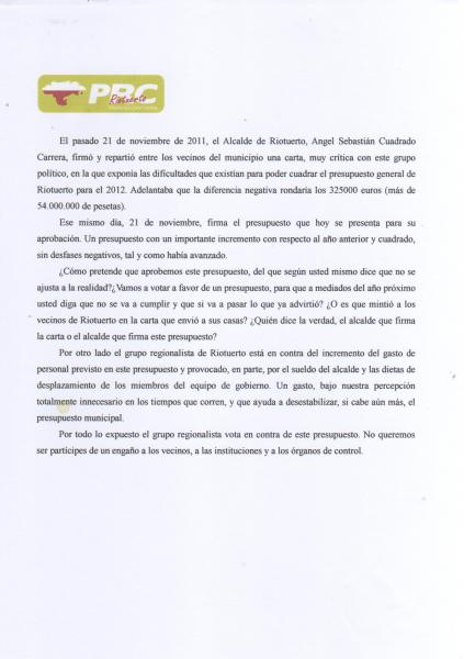 Explicaci?n de nuestro voto en contra