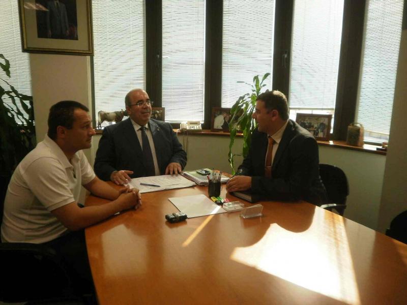 C?sar Palacio, Jes?s Oria y Antonio P?rez en la reuni?n mantenida hoy en la Consejer?a