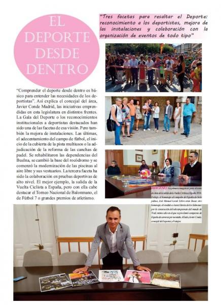 Javier Conde, concejal del PRC en Deportes y Festejos, en la revista municipal
