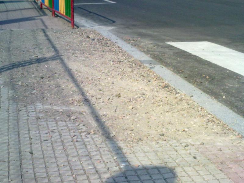 Piedras y desniveles en acera de acceso al Pedro del Hoyo