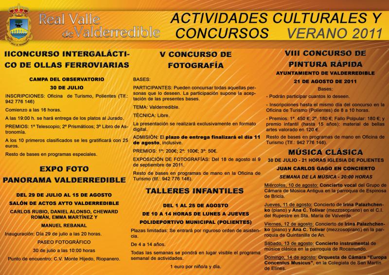 Actividades culturales y concursos Verano 2011 de Valderredible