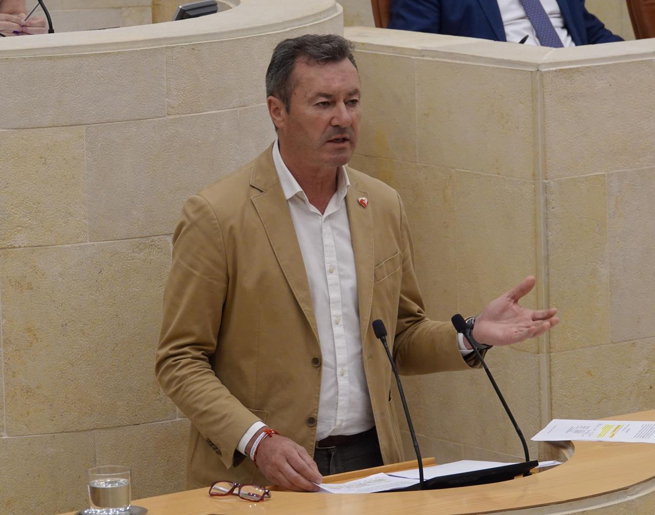 Guillermo Blanco en una intervención en el Pleno del Parlamento.