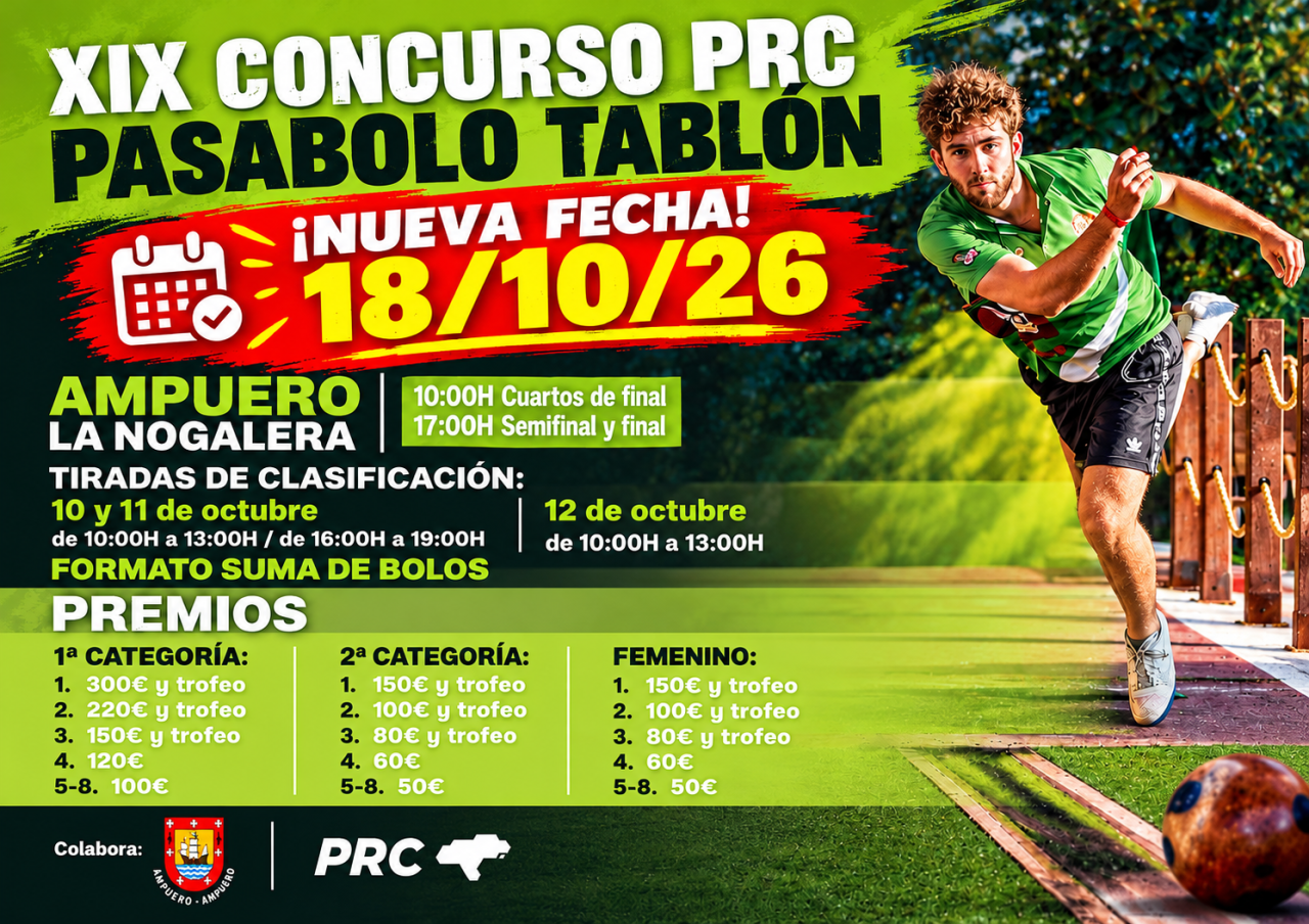 Cartel del Concurso de Pasabolo aplazado por la previsión meteorológica